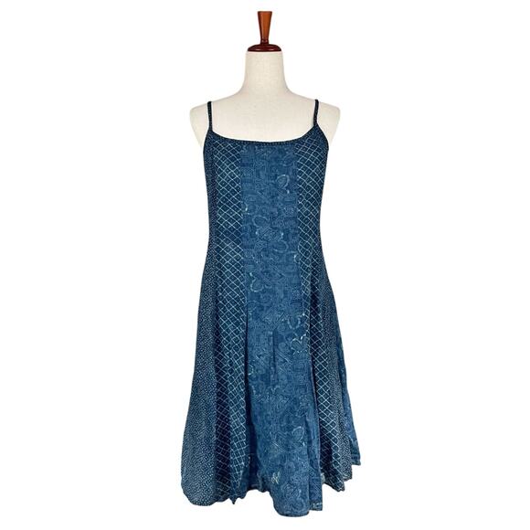 Lauren Ralph Lauren Dresses & Skirts - LAUREN RALPH LAUREN Midi Cotton Sundress in Indigo Blue Batik Patchwork Size 12